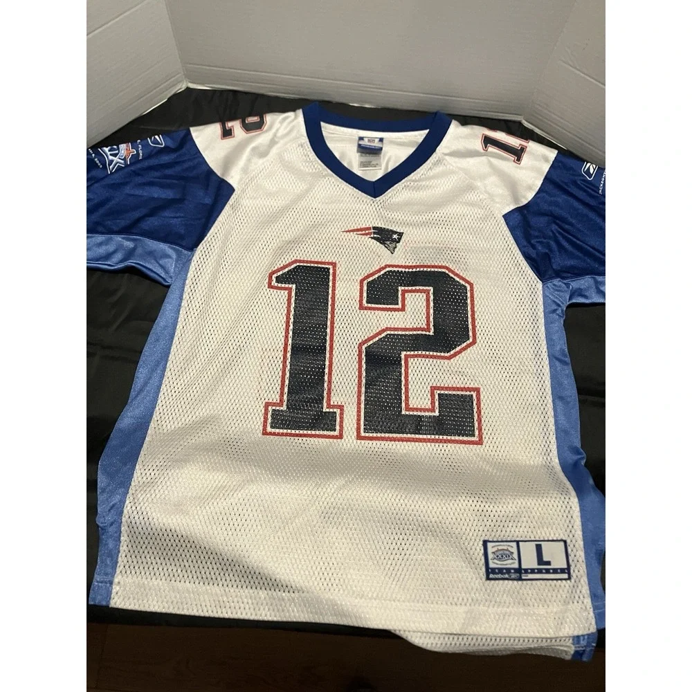 Rare Vintage 2005 Tom Brady #12 New England Patriots Superbowl XXXIX Jersey14-16